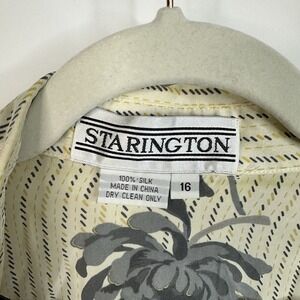 Vintage Starington 100% Silk Button Up Blouse Size 16 Floral Hippie 70s Luxury